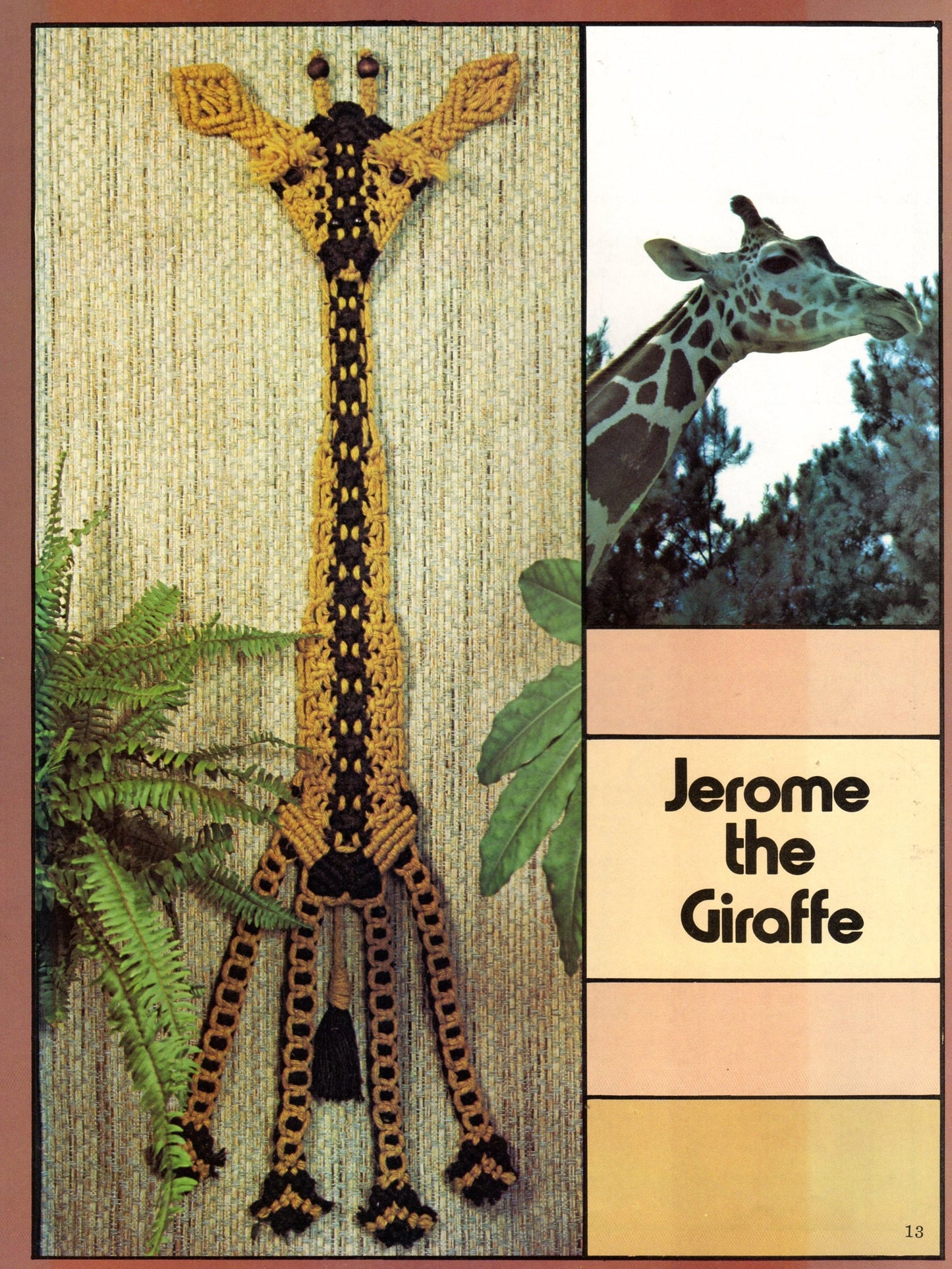 Vintage Macrame Animal Art Wall Hangings Patterns Book PDF Instant Digital Download 1970s Lion Pig Frog Dogs Cat Giraffe Elephant Knotwork