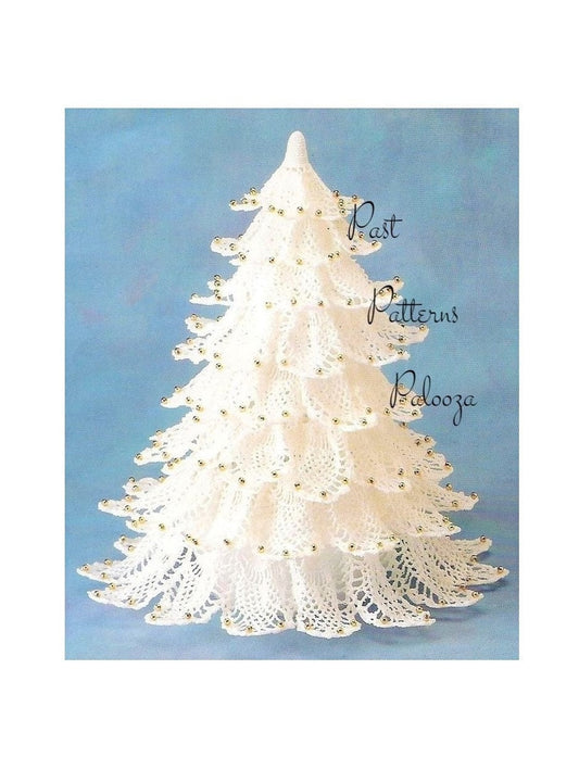 Vintage Thread Crochet Pattern 11"  White Pineapple Christmas Tree PDF Instant Digital Download Lacy Snowy Holiday Centerpiece