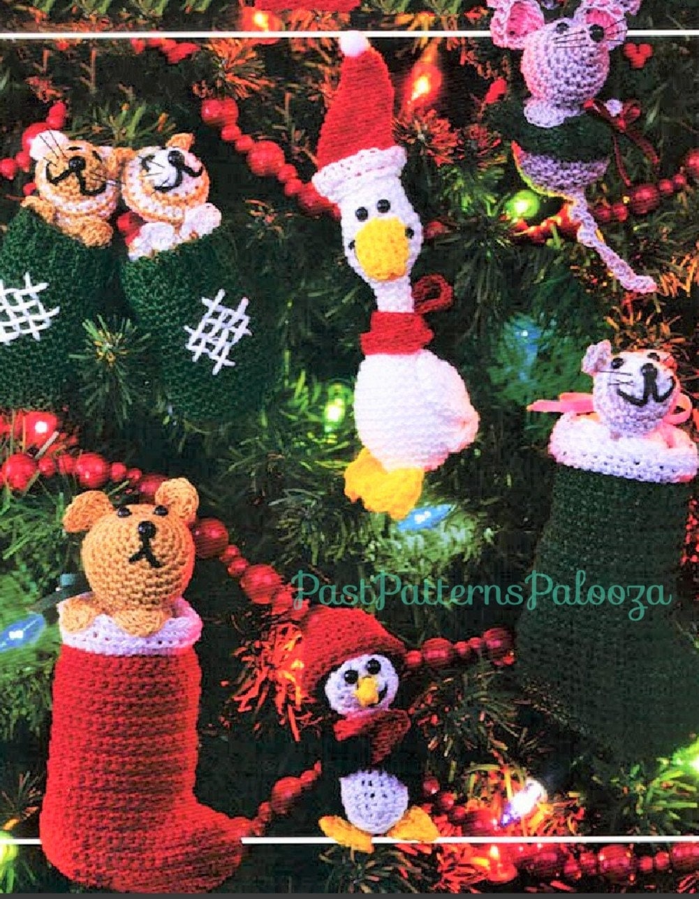 Vintage Crochet Pattern Christmas Animals Toys or Ornaments PDF Instant Digital Download 13 Hanging Amigurumi Tree Trim Plush Soft Toys