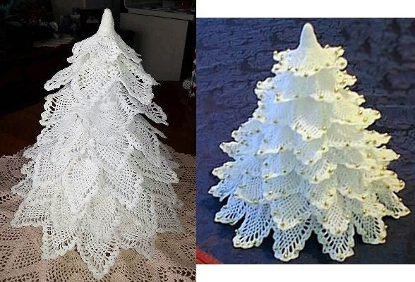 Vintage Thread Crochet Pattern 11" White Pineapple Christmas Tree PDF Instant Digital Download Lacy Snowy Holiday Centerpiece