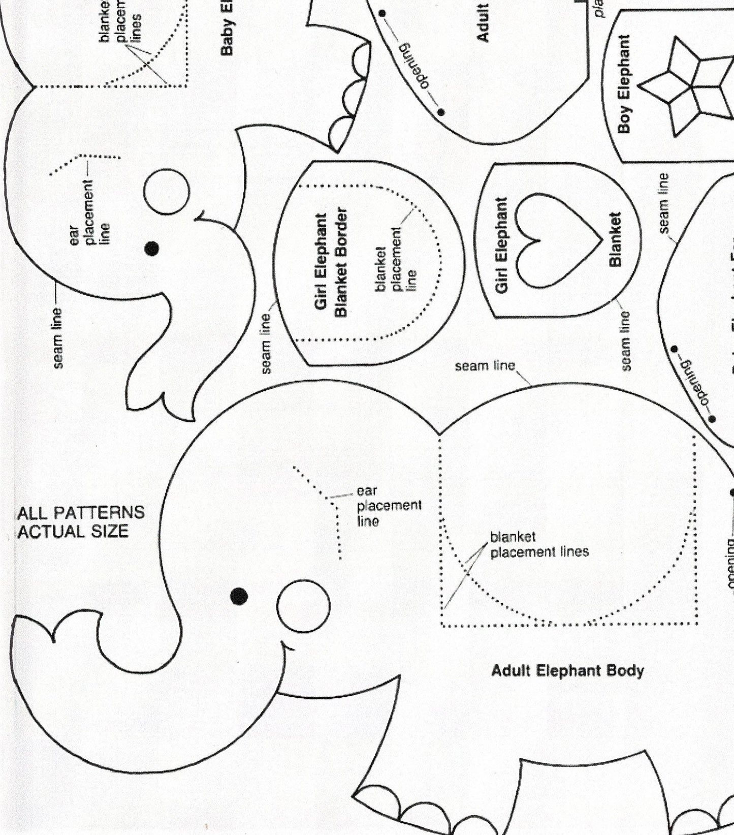 Vintage Sewing Pattern Polka Dot Gingham Elephant Family in Peanut House Holder & Tote Bag Play Set PDF Instant Digital Download Soft Toys