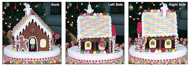 Vintage Crochet Pattern 10" Christmas Gingerbread House Centerpiece PDF Instant Digital Download Plush Candy Cottage Amigurumi 10 Ply