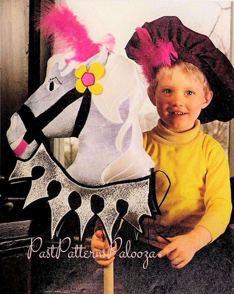 Vintage Sewing Pattern Medieval Hobby Horse Toy & Swashbucker Hat Velvet Fabric PDF Instant Digital Download Prince Princess Soft Sculpture