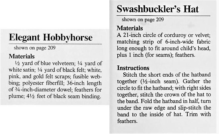 Vintage Sewing Pattern Medieval Hobby Horse Toy & Swashbucker Hat Velvet Fabric PDF Instant Digital Download Prince Princess Soft Sculpture