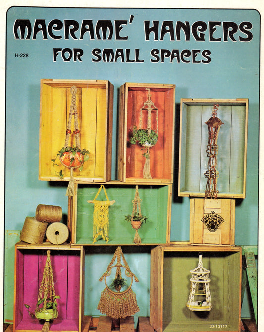 Vintage Macrame Hangers For Small Spaces Pattern Book PDF Instant Digital Download Plant Pot Hangers for Loft Dorm Apartment Office Cubicle