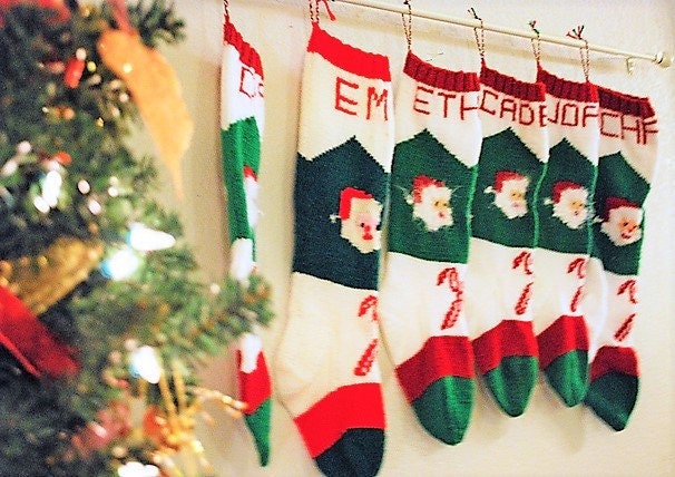 Vintage 1950s 24" Jumbo Santa Christmas Stocking Knitting Pattern PDF Instant Download Nostalgic Retro Childhood Sock 10 Ply