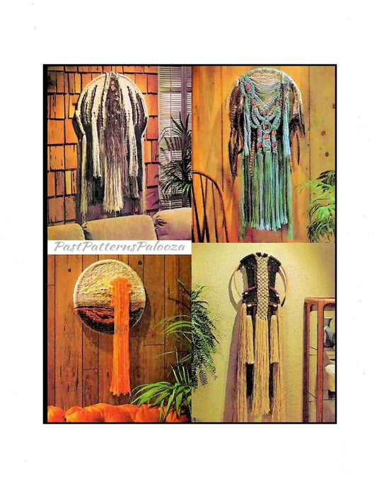 Vintage Macrame Patterns Round Hoop Ring Wall Hangings Boho Decor Bohemian Native American Wall Art PDF Instant Digital Download