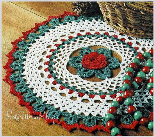 Vintage Crochet Pattern 12" Lacy Christmas Flower Doily Centerpiece Mat PDF Instant Digital Download Holiday Table Decor Cotton Thread