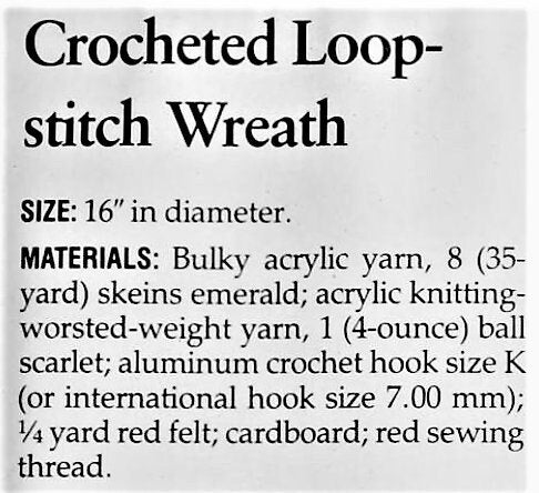Vintage Crochet Pattern 16" Loop Stitch Christmas Wreath Pompom Berries PDF Instant Digital Download Holiday Door Wall Hanging Bulky 12 Ply