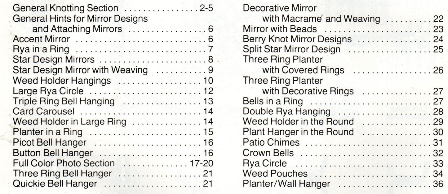 Vintage Macrame Things In Rings Round Circle Craft Patterns Designs Book PDF Instant Digital Download Boho Mirrors Hangers Chimes Planters