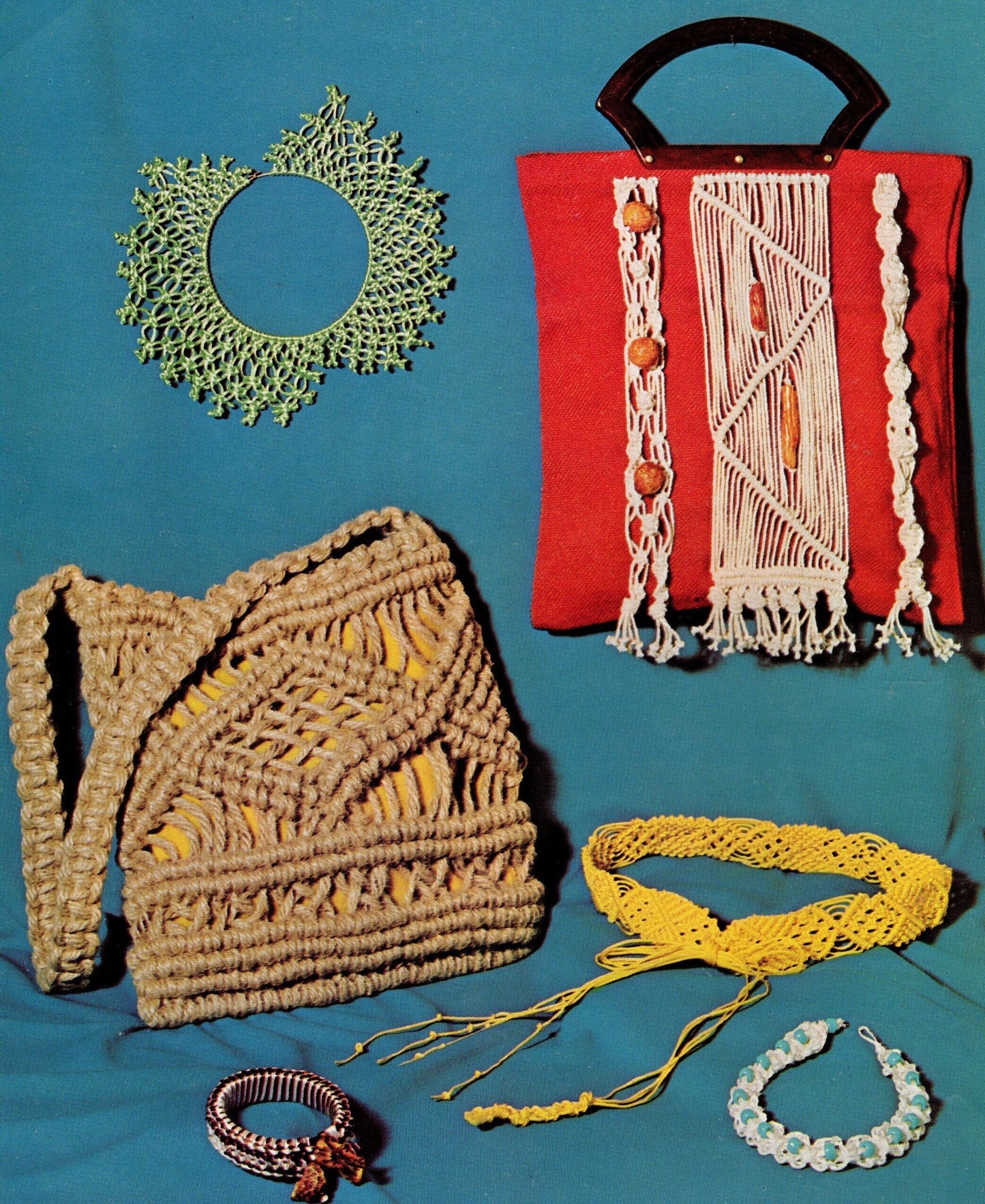 Vintage Macrame Start to Finish Patterns PDF Instant Digital Download Beginners Instructions Sampler Jewelry Handbag Projects Basic Knots