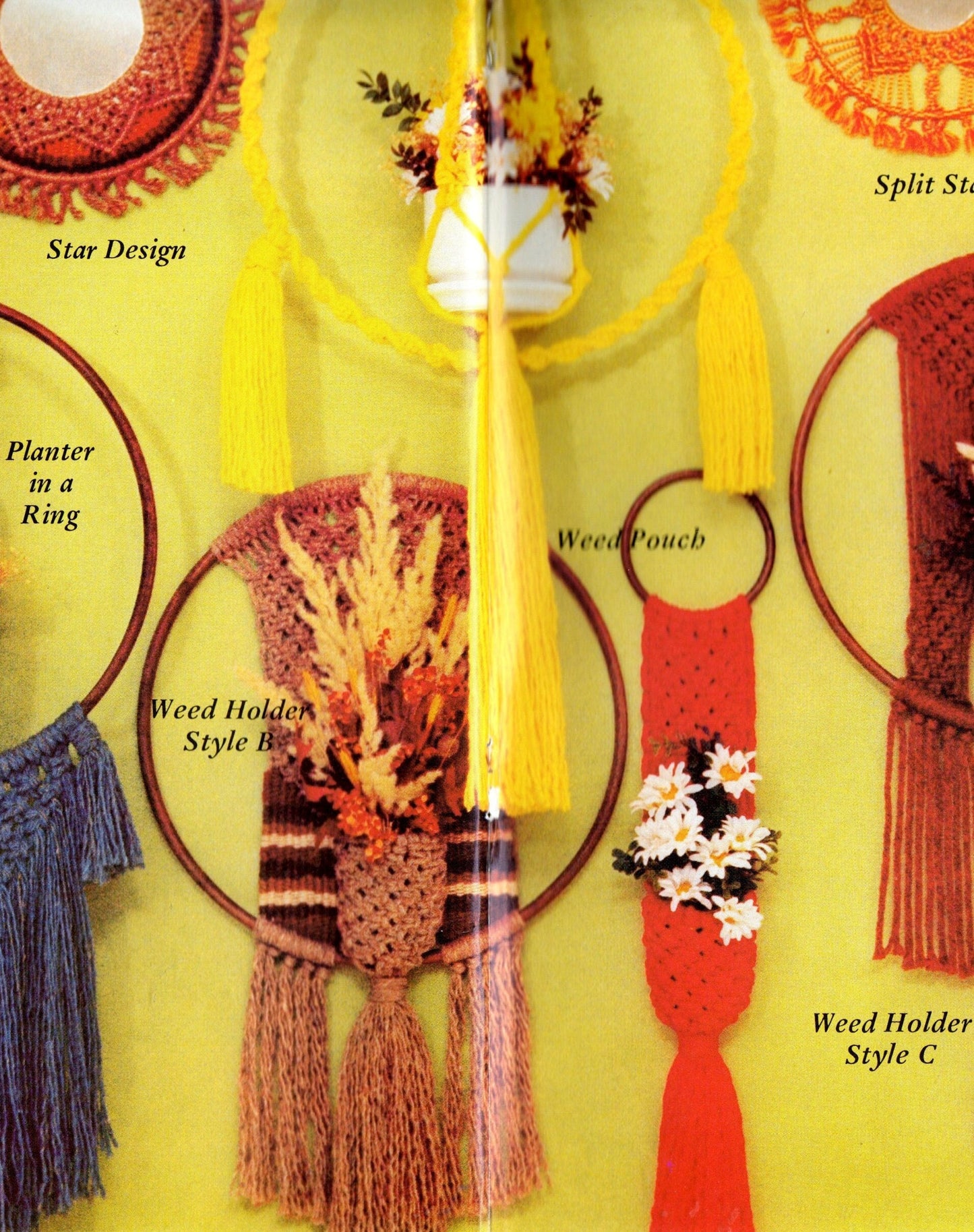 Vintage Macrame Things In Rings Round Circle Craft Patterns Designs Book PDF Instant Digital Download Boho Mirrors Hangers Chimes Planters