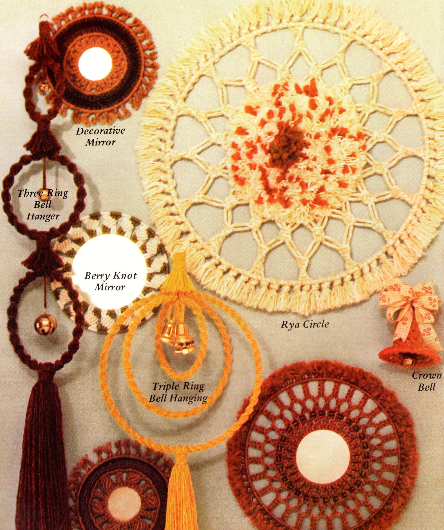 Vintage Macrame Things In Rings Round Circle Craft Patterns Designs Book PDF Instant Digital Download Boho Mirrors Hangers Chimes Planters