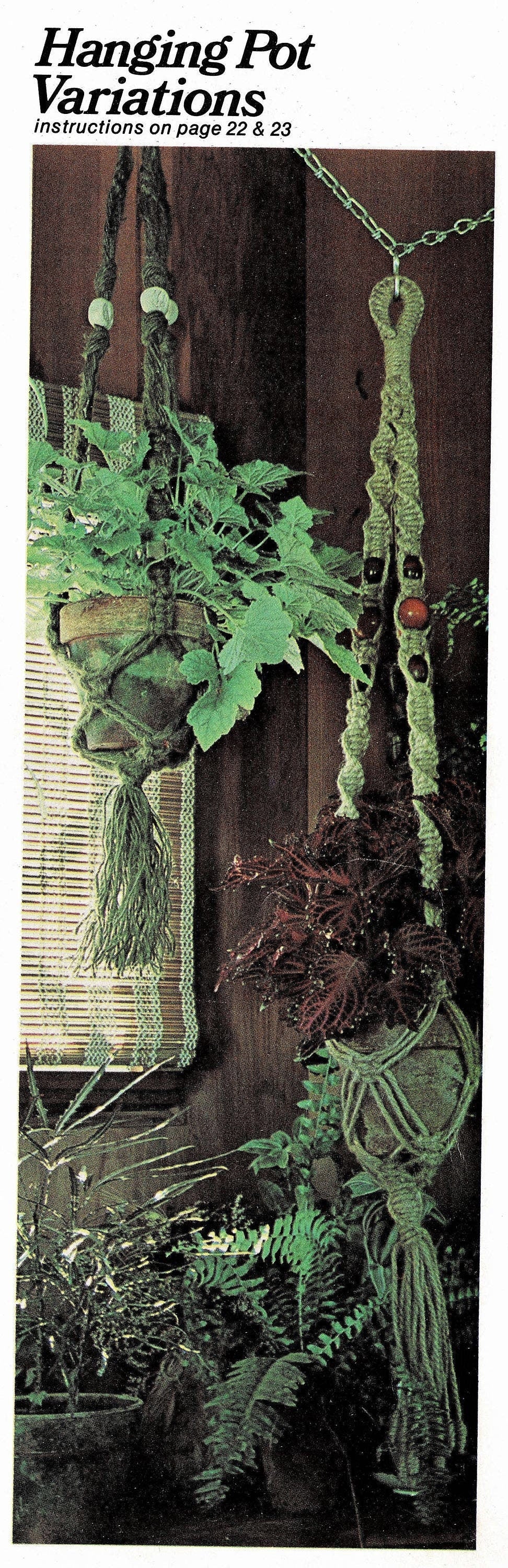 Vintage Macrame Patterns Five Hanging Pot Plant Holders PDF Instant Digital Download Retro Groovy 1970s Knotwork