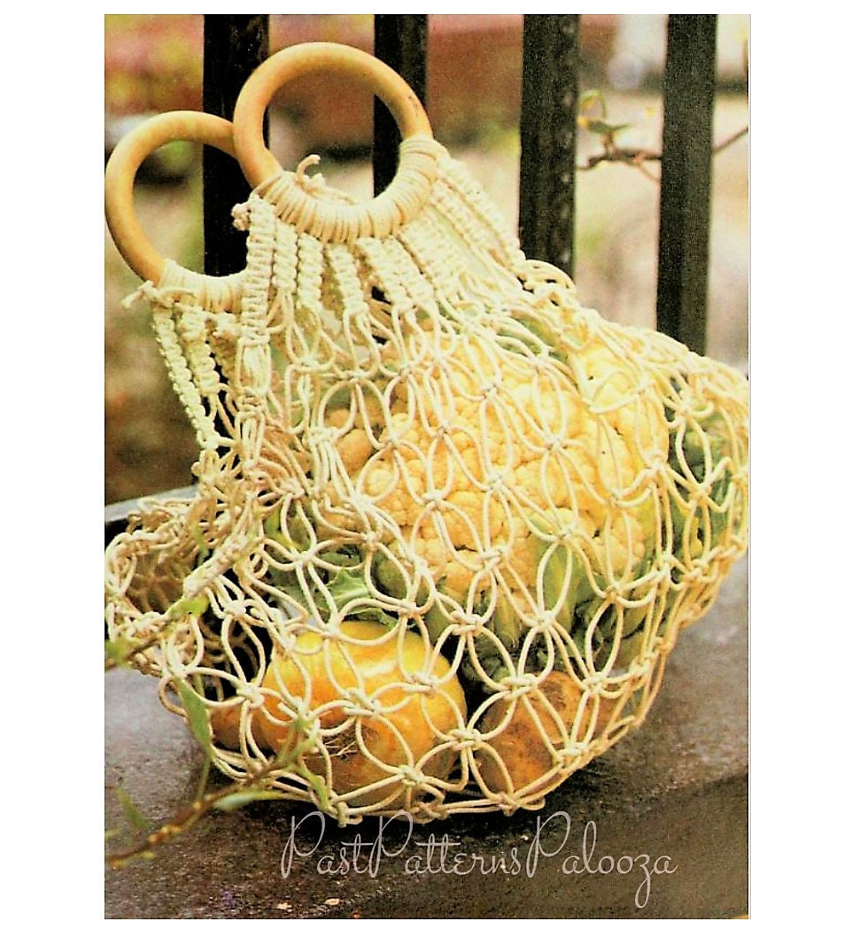Vintage Macrame Pattern Mesh Produce Shopping Bag Tote PDF Instant Digital Download Retro Parcel String Fruit Keeper