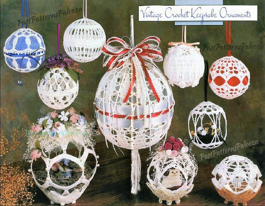 Vintage Thread Crochet Pattern Lacy Victorian Keepsake Ornaments PDF Instant Digital Download Cotton Heirloom Window or Tree Trim