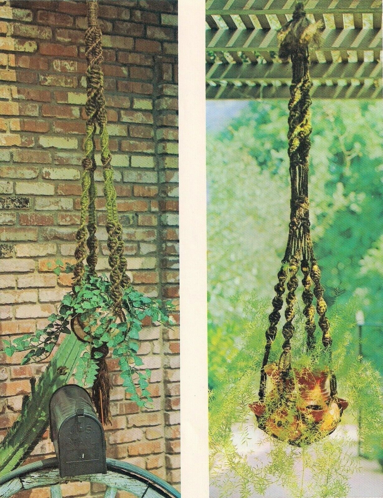 Vintage Macrame Hang-Ups Patterns Book PDF Instant Digital Download 11 Hanging Projects Boho Double Plant Pot Holders Swag Lamp
