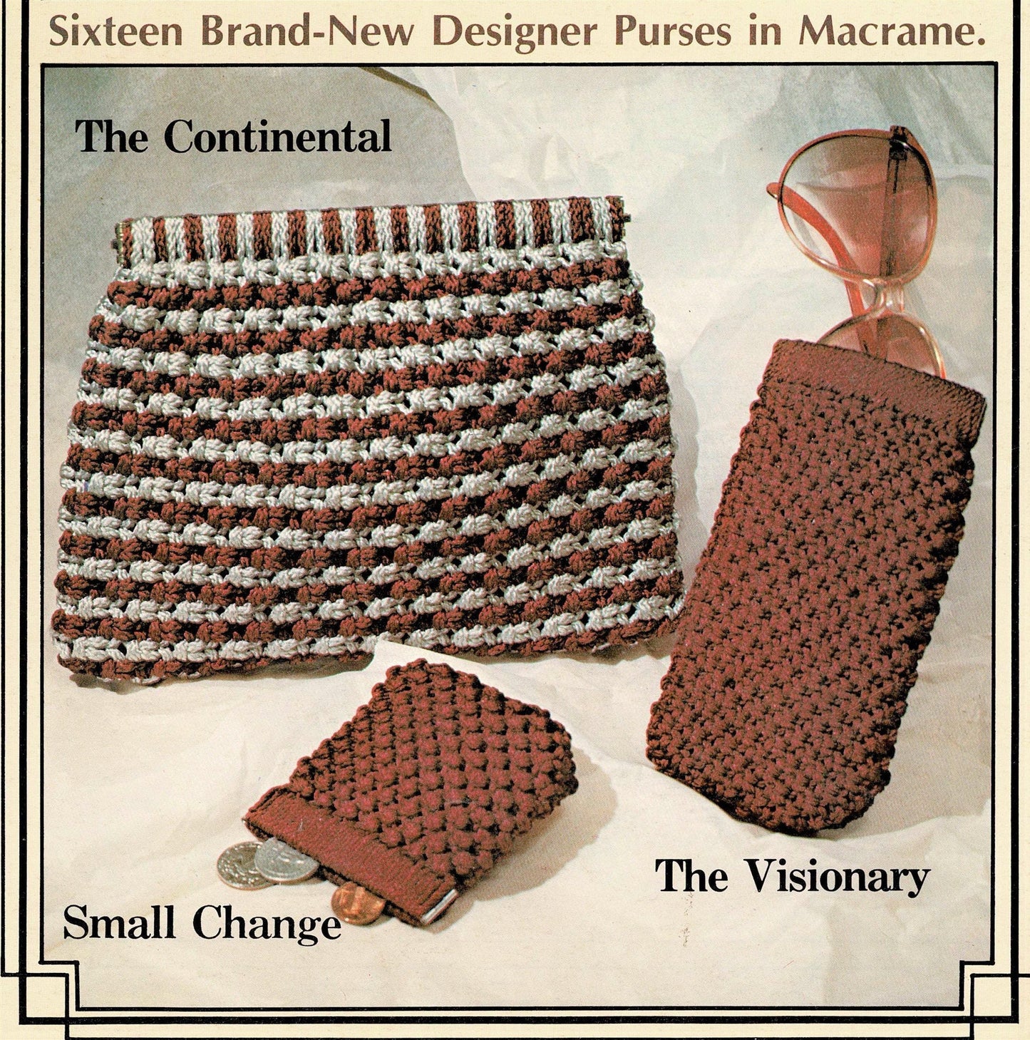 Vintage Macramé Designs Patterns Book Designer Bags Purses Handbags PDF Instant Download Macrame Purse News 16 Designs How To Knotwork 1979