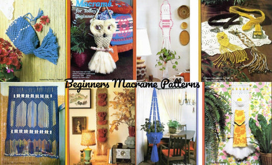 Vintage Macrame Beginners Patterns For Todays Beginner PDF Instant Digital Download Simple Easy Starter Projects Owl Purse Key Chain Belt