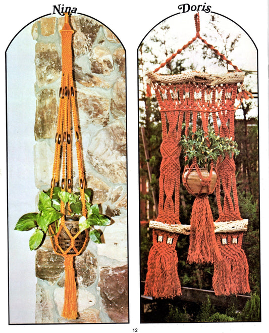 Vintage Macrame Inside-Outside Pattern Book PDF Instant Digital Download All Plant Pot Hangers 12 Projects Retro 1970s Hanging Pot Holders