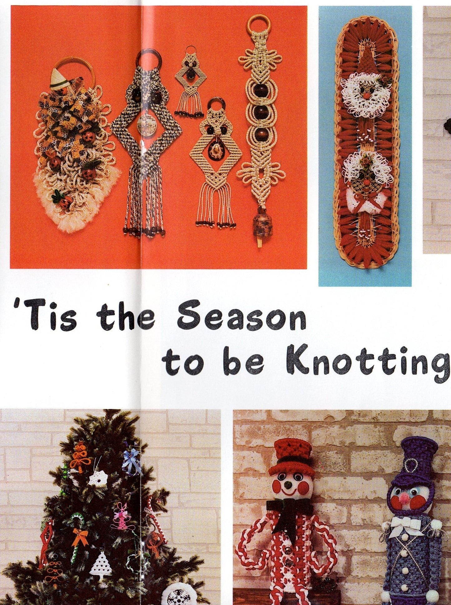 Vintage Tis The Season To Be Knotting Christmas Macrame Patterns Book PDF Instant Digital Download Retro 1970s Holiday Knotwork 27 Projects