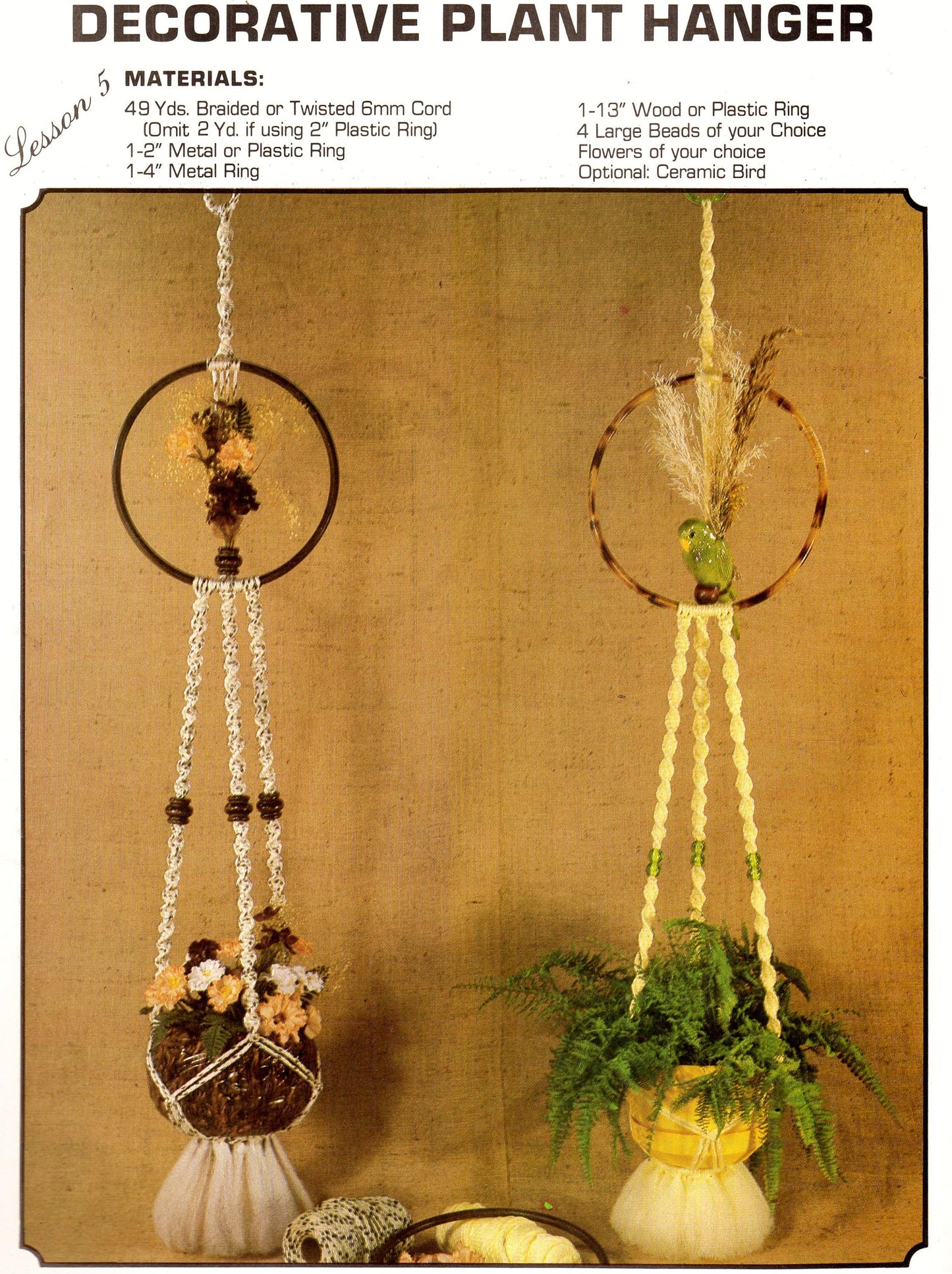 Vintage Learn To Macrame Patterns School House How To for Beginners Lessons Easy Projects Step By Step PDF Instant Digital Download