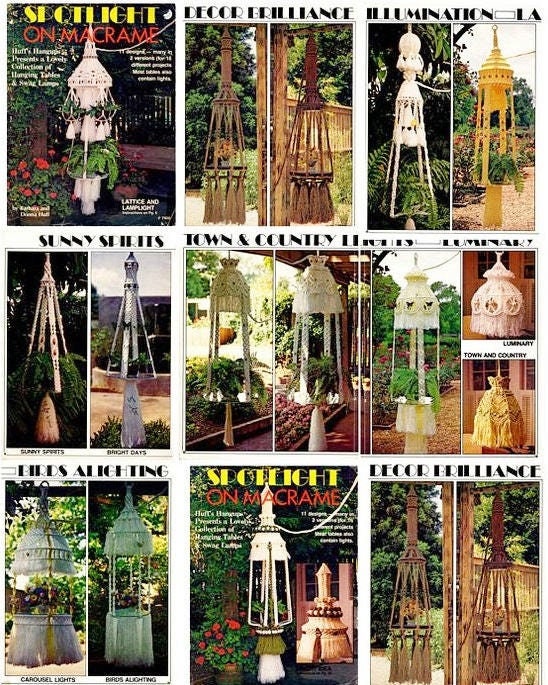 Vintage Spotlight On Macrame Patterns eBook Retro 1980 Printable PDF Instant Digital Download Hanging Lighted Tables Swag Lamps 16 Projects