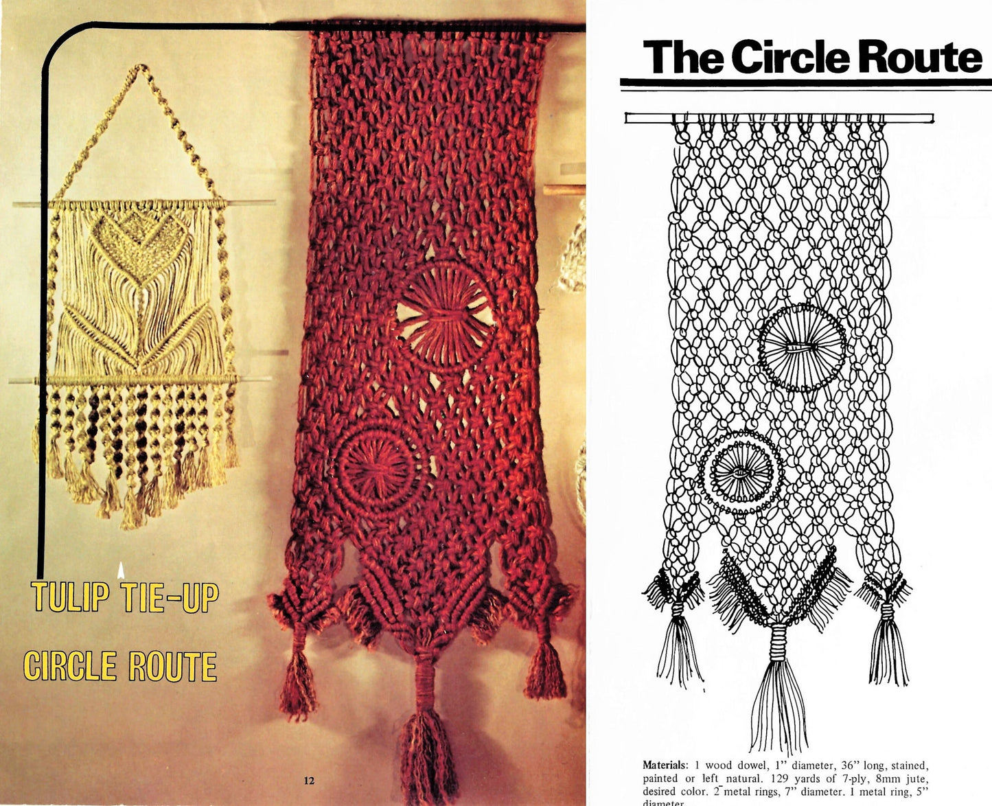 Vintage Macrame For Enthusiasts Patterns 1976 PDF Instant Digital Download Wall Hangings Pot Hangers Owl Jewelry 12 Projects