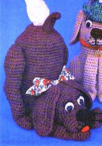 Vintage Crochet Pattern Puppy Dog Pooping Bathroom Tissue Roll Cover Holder PDF Instant Digital Download Toilet Tissue Amigurumi 4-Ply