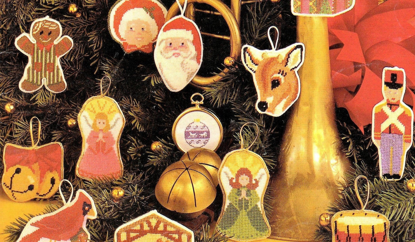 Vintage 31 Plastic Canvas Cross Stitch and Needlepoint Christmas Ornaments Patterns PDF Instant Digital Download Classic Fun Holiday Designs