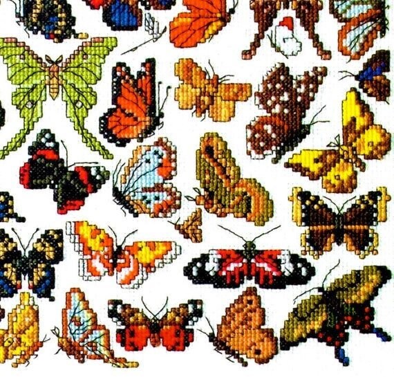 Vintage Cross Stitch Patterns Butterflies Moths Butterfly Motifs PDF Instant Digital Download 60 Embroidery Designs