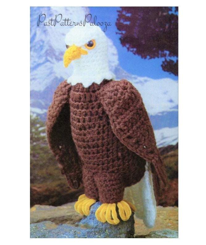 Vintage Crochet Pattern 15" Bald Eagle Bird Soft Toy Doll PDF Instant Digital Download Plush Amigurumi Stuffed American Eagle 4 Ply