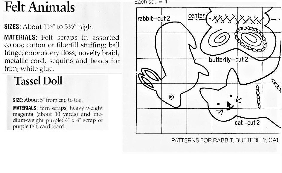 Vintage Christmas Sewing Pattern Retro Mini Mod Felt Animal Ornaments PDF Instant Digital Download Cute Kitsch Tree Trim 6 Designs