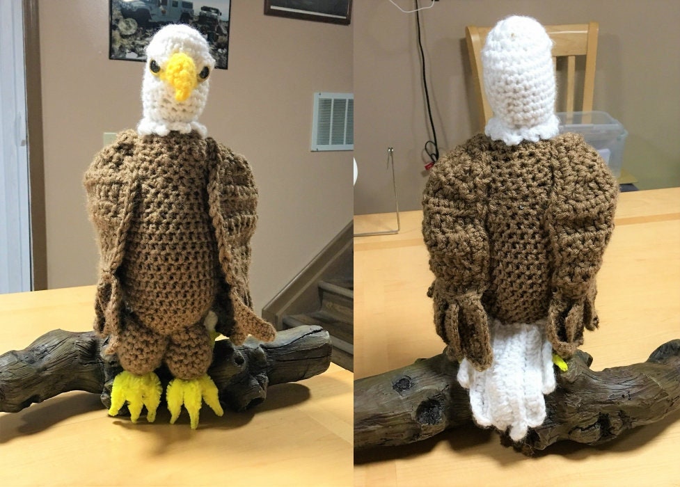 Vintage Crochet Pattern 15" Bald Eagle Bird Soft Toy Doll PDF Instant Digital Download Plush Amigurumi Stuffed American Eagle 4 Ply