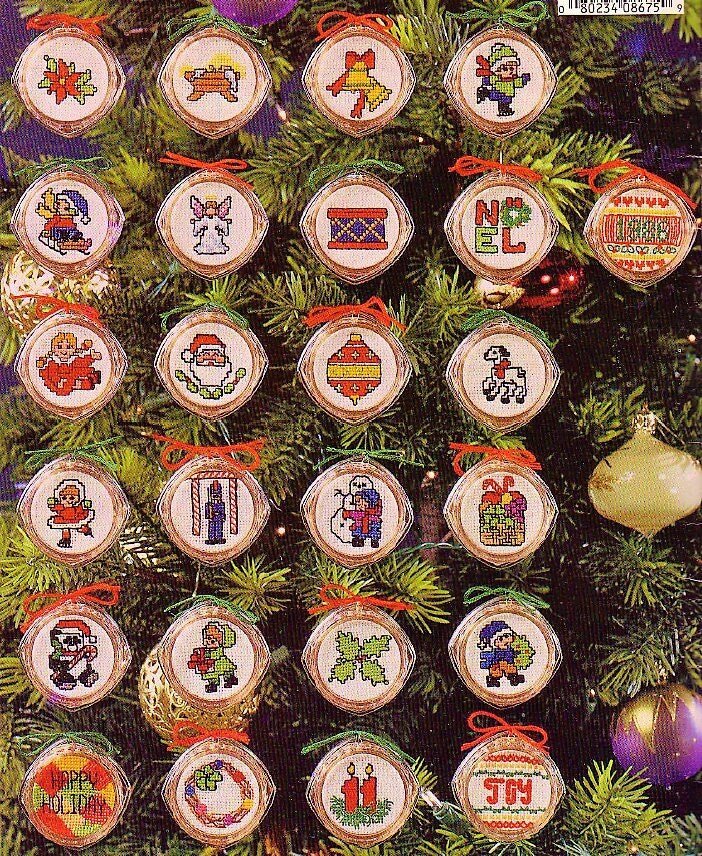 Vintage Cross Stitch Patterns Mini Christmas Ornaments PDF Instant Digital Download 50 Classic Holiday Designs 2-3 Inch