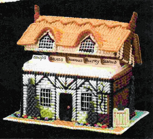 Vintage Plastic Canvas English Tudor Cottage Recipe Box House Pattern PDF Instant Digital Download Recipe Holder 6x7 7 Mesh