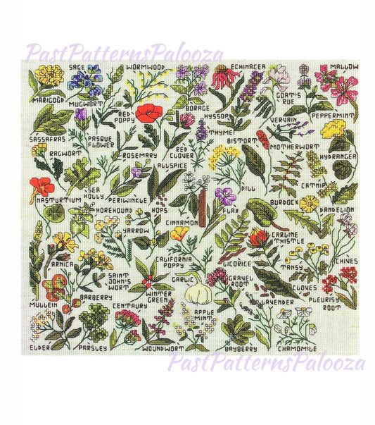 Vintage Cross Stitch Patterns Mini Herbs Spices Medicinal Plants Flowers Motifs PDF Instant Digital Download Embroidery Natural Remedies A1