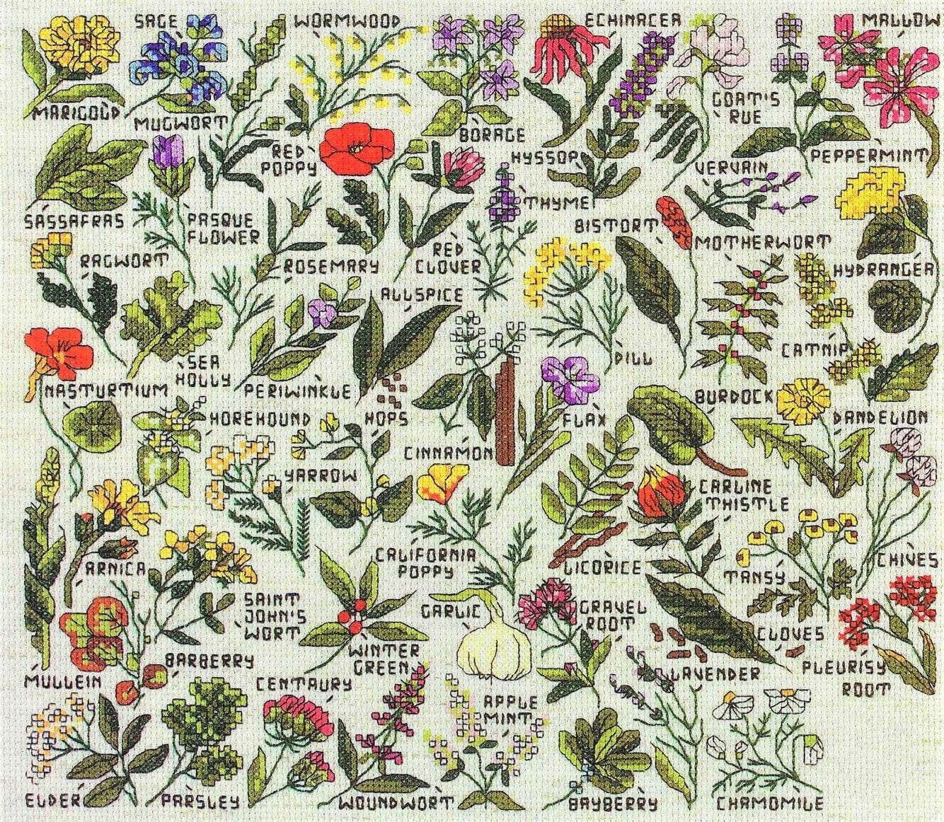 Vintage Cross Stitch Patterns Mini Herbs Spices Medicinal Plants Flowers Motifs PDF Instant Digital Download Embroidery Natural Remedies A1