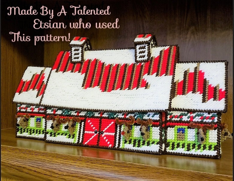 Vintage Plastic Canvas Pattern Santas Village Snowy Christmas Town PDF Instant Digital Download Holiday North Pole Neighborhood Display