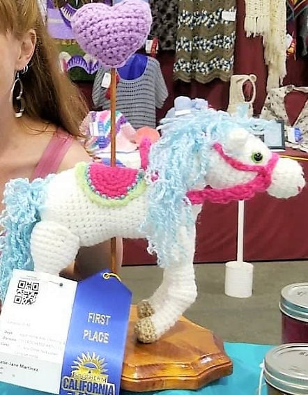 Vintage Crochet Pattern 10" Carnival Carousel Horse PDF Instant Digital Download Plush Merry Go Round Ride Amigurumi 10 Ply