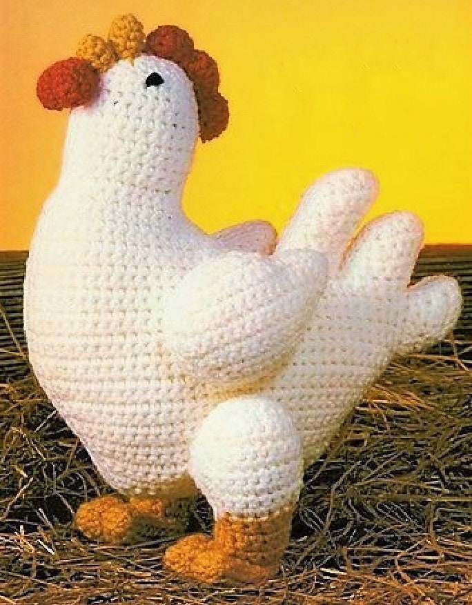 Vintage Crochet Pattern 13" Chicken Rooster or Hen PDF Instant Digital Download Farm Animal Chicken Amigurumi Plush Soft Toy 10 Ply