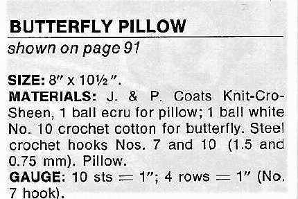 Vintage Thread Crochet Pattern Lace Pineapple Butterfly Pillow PDF Instant Digital Download 8x10 Lacy Ecru Cushion
