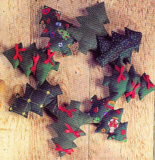 Vintage Sewing Patterns Calico Country Christmas Wreaths 5 Designs PDF Instant Digital Download Plush Trees Gingerbread Cat Angel Teddy