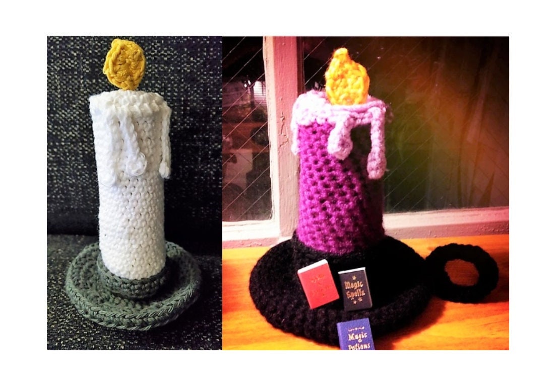 Vintage Crochet Pattern Brass Candlestick Candles Candleholders Three Sizes PDF Instant Digital Download Wizard Candle Amigurumi 10 Ply