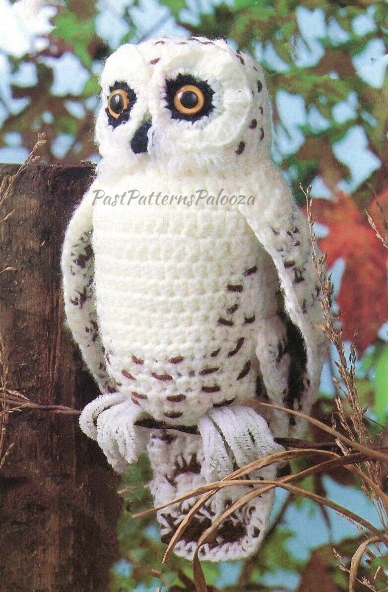 Vintage Crochet Snowy Owl Pattern 13" PDF Instant Digital Download Owl Amigurumi Plush Stuffed Soft Toy Forest Woodland Animal 4 Ply