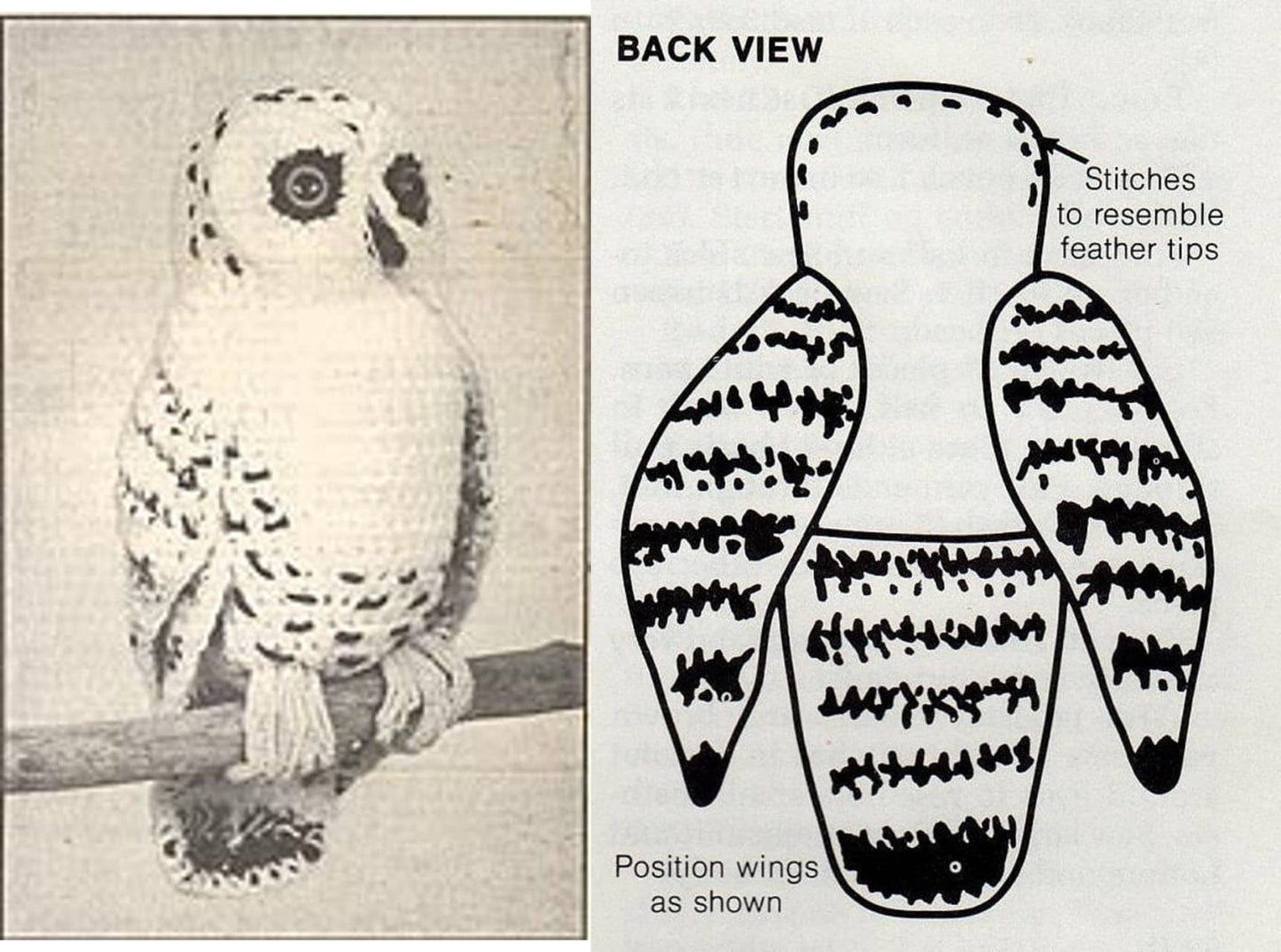 Vintage Crochet Snowy Owl Pattern 13" PDF Instant Digital Download Owl Amigurumi Plush Stuffed Soft Toy Forest Woodland Animal 4 Ply
