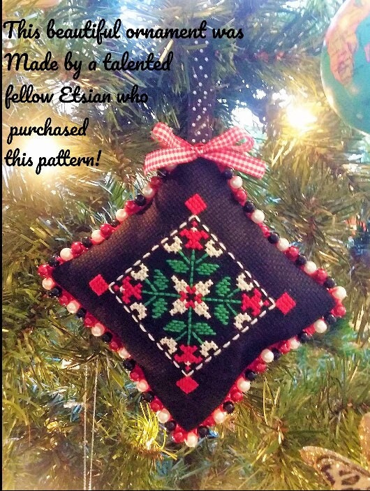 Vintage Cross Stitch Pattern 2-4" Mini Country Christmas Ornaments PDF Instant Digital Download 10 Primitive Folk Art Designs