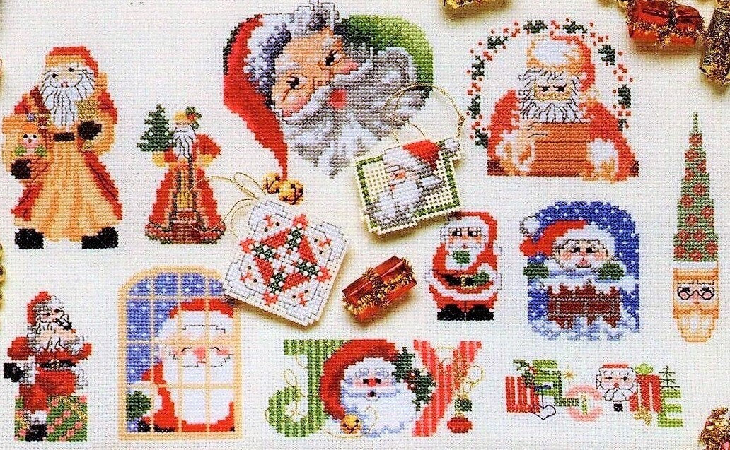 Vintage Cross Stitch Patterns Santa Claus Father Christmas St. Nick Motifs PDF Instant Digital Download Holiday Embroidery Needlepoint