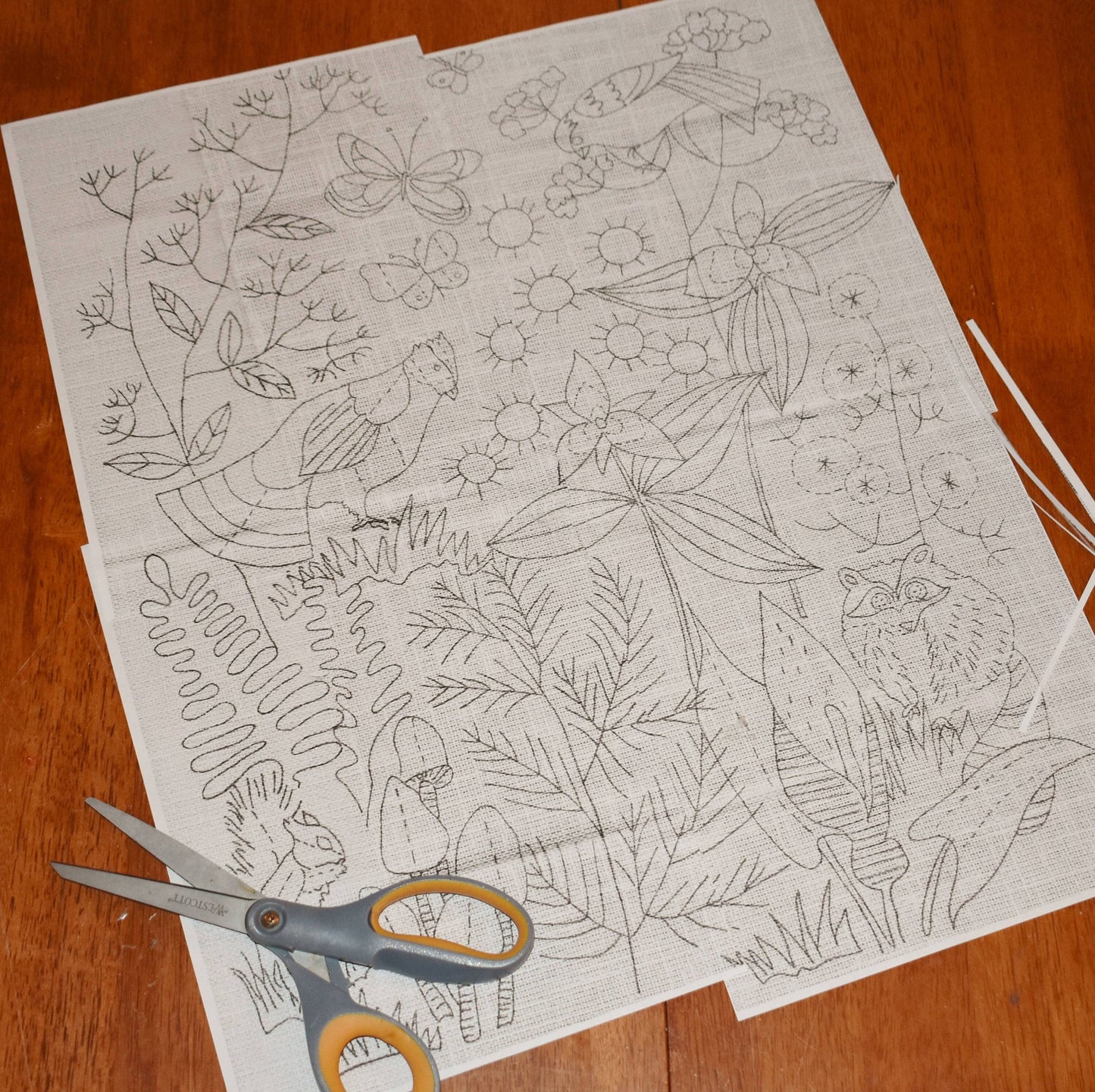 Vintage Crewel Embroidery Pattern Woodland Plants Animals Botanical Insects Ecosystem Motifs PDF Instant Digital Download