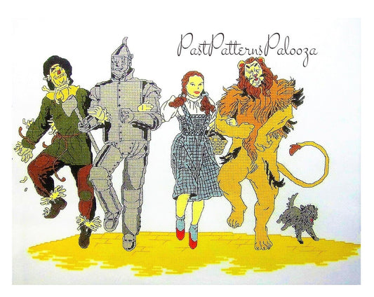 Vintage Cross Stitch Pattern The Wizard Of Oz PDF Instant Digital Download The Yellow Brick Road Embroidery 8 x 12